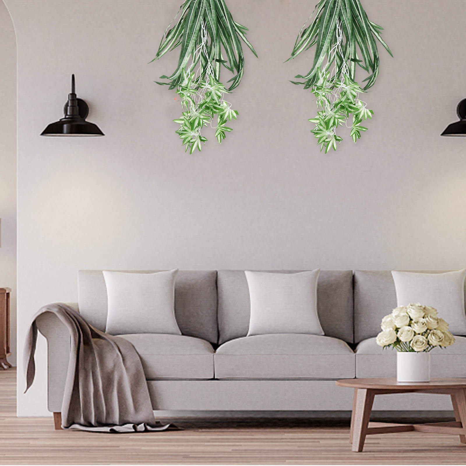 Spider Plant Hanging - 1 ชิ้น ต้นคลอโรฟิตัมเทียม ต้นไม้พลาสติกที่ดูสมจริง สำหรับตกแต่งบ้าน ภายนอก